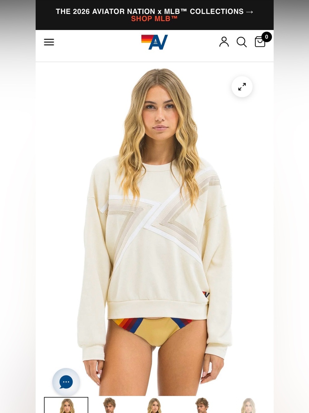 Aviator Nation Cream Blaze relaxed pullover MEDIUM